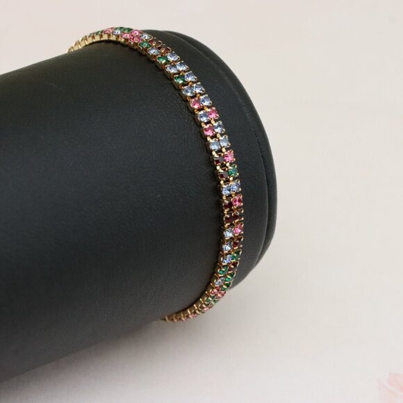 "Rainbow Zircon Tennis Bracelet in Rose Gold Finish, XPBL0808 - Picture 7 of 12